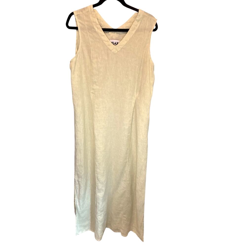 Flax Sleeveless Striped Linen Maxi Dress - size Large